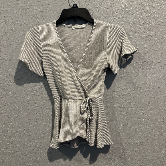 Cross Waist V Neck Top - Picture 1 of 8